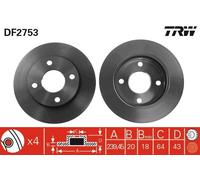 Brake discs Ford Escort V 1.3 DF2753 (1 piece)