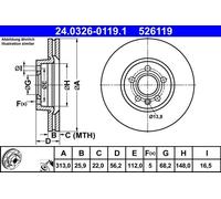 Brake discs Ford Galaxy I 2.8 V6 24.0326-0119.1 (1 piece)