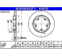 Brake Disc ATE 24.0116-0137.1 for FORD