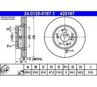 ATE 24.0125-0187.1 Brake disc
