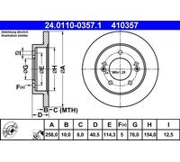 2x Brake disc solid 24.0110-0357.1 ATE for HYUNDAI KIA
