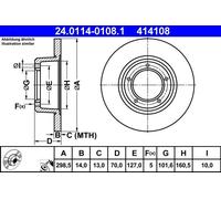 ATE Brake Disc 24.0114-0108.1 298.5x14.0mm 5x127 Solid Coated – Land Rover Defender/Discovery 1
