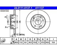 Fits ATE 24.0111-0137.1 Brake disc 1 pc. 24.0111-0137.1 Brake disc fr ⭐UK Stock⭐