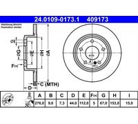 ATE Brake Disc Solid 24.0109-0173.1 – Mercedes-Benz A-Class (W176), B-Class (W246/W242)