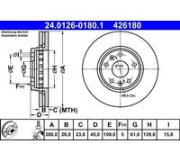 ATE 2 X BRAKE DISC 24012601801 FOR MERCEDES-BENZ
