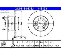 X2 PCS 24.0116-0133.1 BRAKE DISC ATE