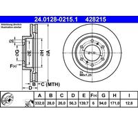 1X Brake disc ATE 24.0128-0215.1 for PAJERO SPORT II (KH_, KG_) 3.2 2013-2018