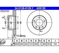 1X Brake disc ATE 24.0128-0129.1 for OPEL MOVANO A Bus (X70) 1.9 2000-2001