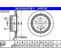 1X Brake disc ATE 24.0116-0119.1 for INFINITI G Coupe 3.5 2002-2006