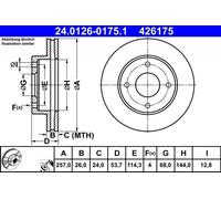 ATE Brake disc 24.0126-0175.1 257,0 26,0 4 114,3 Vented Coated NISSAN: NV200 Box Body / Estate, NV200 / Evalia Minibus