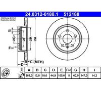ATE Brake Disc 24.0312-0188.1 for Opel Astra J 1.4 – 1 pc