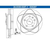 2x Brake disc Vented 24.0330-0207.1 ATE for SAAB OPEL CHEVROLET