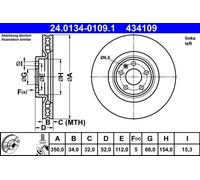 ATE Brake disc 24.0134-0109.1 350,0 34,0 5 112,0 Vented Coated High-carbon PORSCHE: Macan