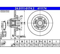 Brake discs Renault Kangoo/Grand Kangoo II 1.6 24.0111-0174.2 (1 piece)