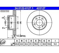 ATE Brake Disc 24.0122-0127.1 Vented - Fits Volvo 240/260 Estate