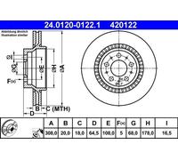 ATE Brake Discs 24.0120-0122.1 for VOLVO XC90 I 2.5 T AWD