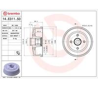 Brake drum 14.E311.50 BREMBO for OPEL CORSA C CORSA C Hatchback Van