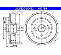 Brake drum 24.0220-0045.1 ATE for OPEL SUZUKI