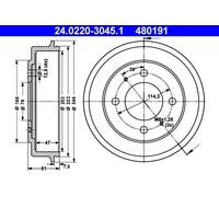 ATE 24.0220-3045.1 Brake drum