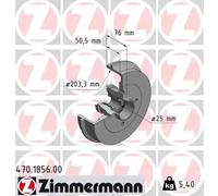 Brake drum 470.1856.00 ZIMMERMANN for RENAULT TWINGO II