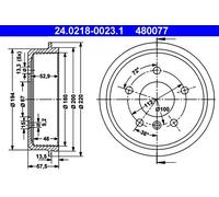 Brake drum 24.0218-0023.1 ATE for MERCEDES-BENZ A-CLASS
