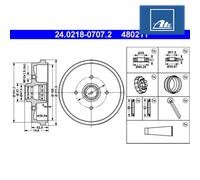Brake Drum ATE 24.0218-0707.2 For AUDI, VW, SEAT