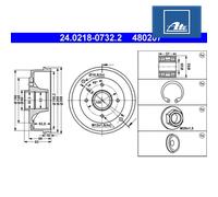 ATE 24.0218-0732.2 Brake drum