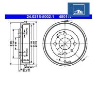 ATE 24.0218-5002.1 Brake drum