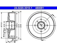 ATE Brake Drum 24.0220-3010.1 - Fits Nissan Kubistar (03-09) & Renault Kangoo (97-10)