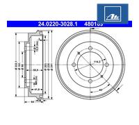 ATE 24.0220-3028.1 Brake drum