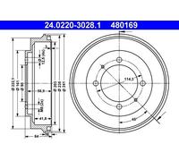 ATE 24.0220-3028.1 Brake drum