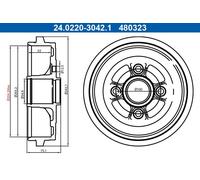 ATE 24.0220-3042.1 Brake drum