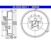 Brake drum 24.0222-8023.1 ATE for SUBARU IMPREZA Saloon IMPREZA Estate FORESTER