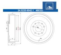 ATE 24.0222-8042.1 Brake drum