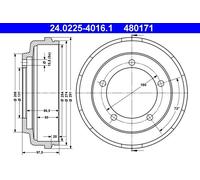 Brake Drum ATE 24.0225-4016.1 for FORD