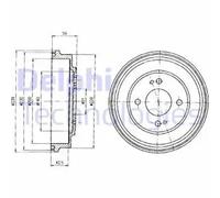Brake drum BF208 DELPHI for HONDA ACCORD III ACCORD III Aerodeck CIVIC VI Saloon