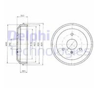 Brake drum BF465 DELPHI for SMART FORTWO Coupe FORTWO Cabrio CITY-COUPE CABRIO