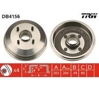 Brake drum DB4156 TRW for FORD ESCORT Mk VI ORION III ESCORT Mk V Turnier