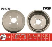 Brake drum DB4339 TRW for TOYOTA YARIS/VITZ