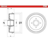 Brake drum DB4340 TRW for NISSAN NOTE MICRA III MICRA C+C III