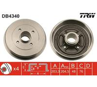 Brake drum DB4340 TRW for NISSAN NOTE MICRA III MICRA C+C III