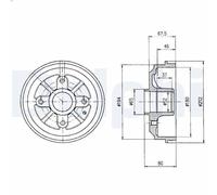 Brake drum DELPHI BF324 for PEUGEOT 206 Van 1.4 2001-2009