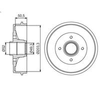 2x Brake drum Rear Axle 0 986 477 211 BOSCH for DACIA LOGAN SANDERO
