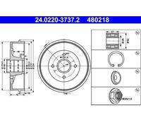ATE BRAKE DRUM 24022037372 FOR RENAULT DACIA