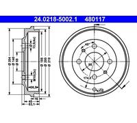 ATE 24.0218-5002.1 Brake drum