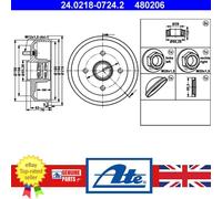 ATE 24.0218-0724.2 Brake drum