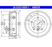 Genuine ATE Brake Drum For Mercedes T1 77-96 A6014235101