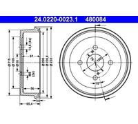 ATE 24.0220-0023.1 Brake drum