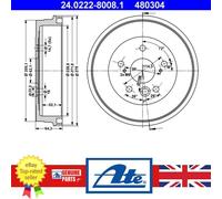 ATE 24.0222-8008.1 Brake drum