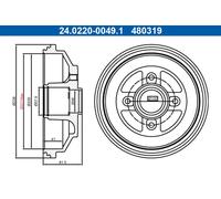 ATE 24.0220-0049.1 Brake drum